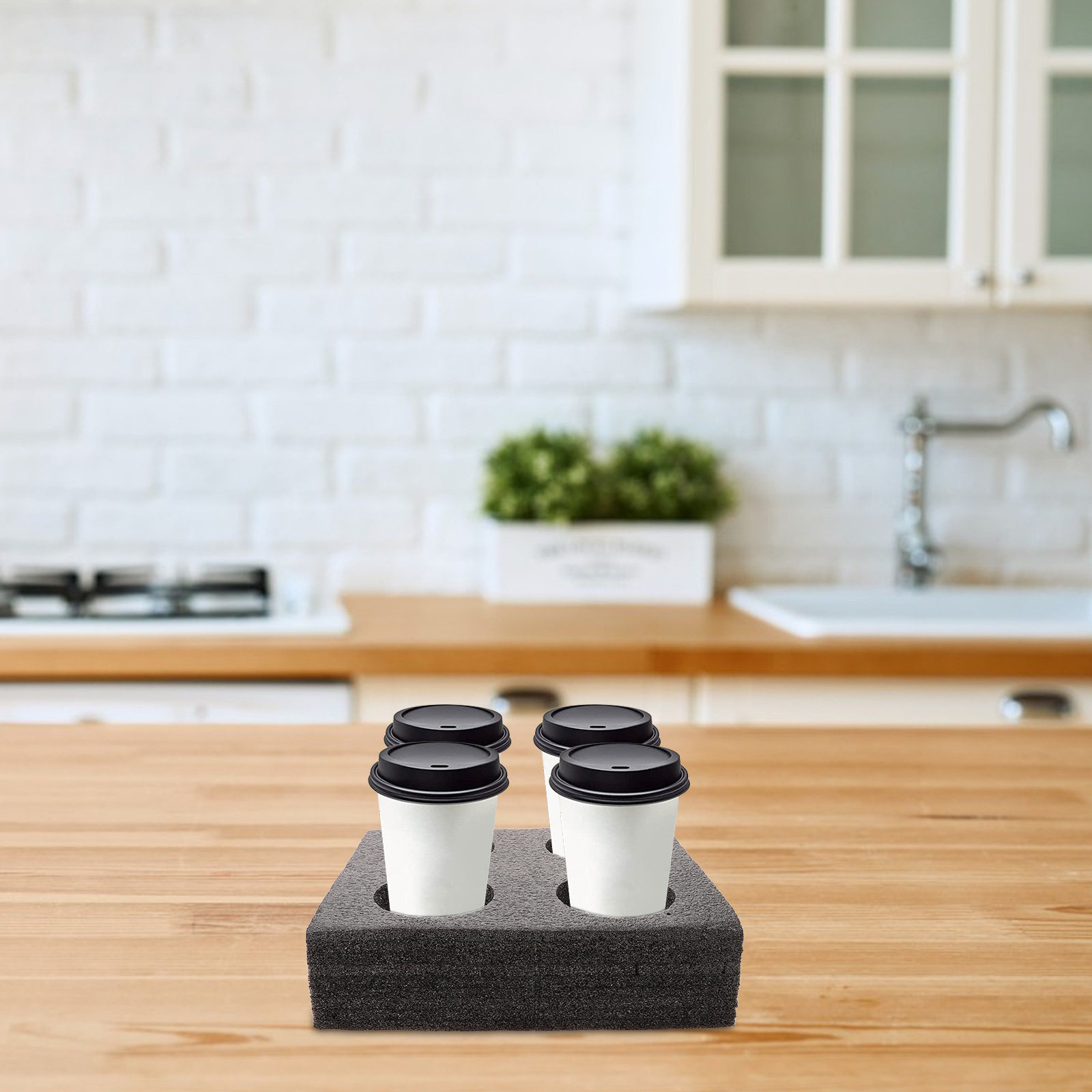 Coffee Tea Holder - Multi-Hole Cup Carrier Tray for 4