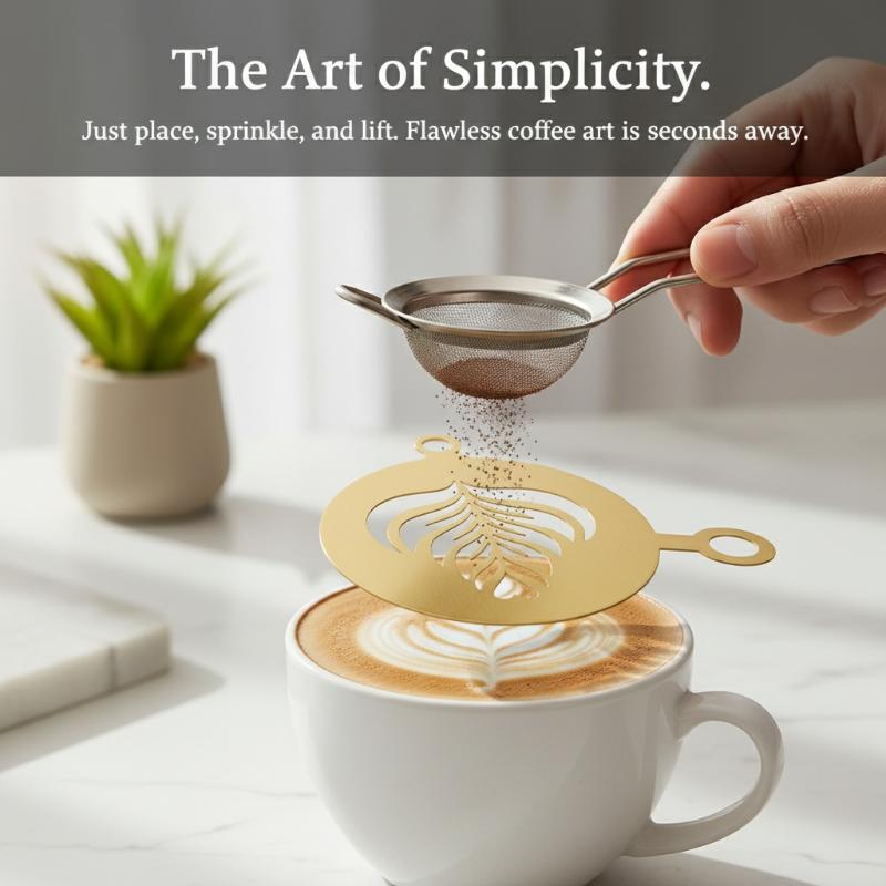 Coffee Stencil Art - 4Pcs Stainless Steel Coffee Stencil Set