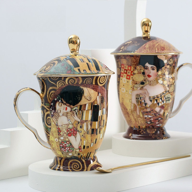 Coffee Tea Chocolate - European Ceramic Mug with Lid and