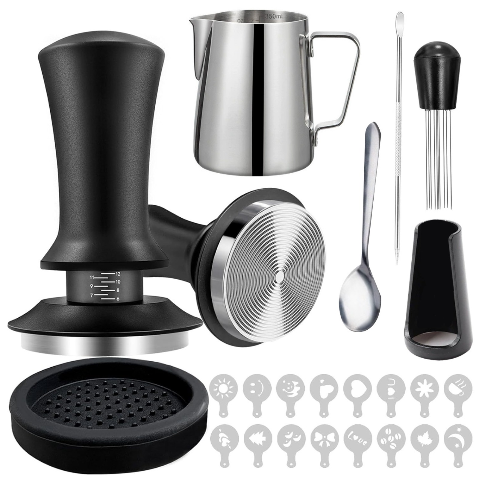 Coffee Stencil Art - 51mm Coffee Tamper Set 22PCS Espresso
