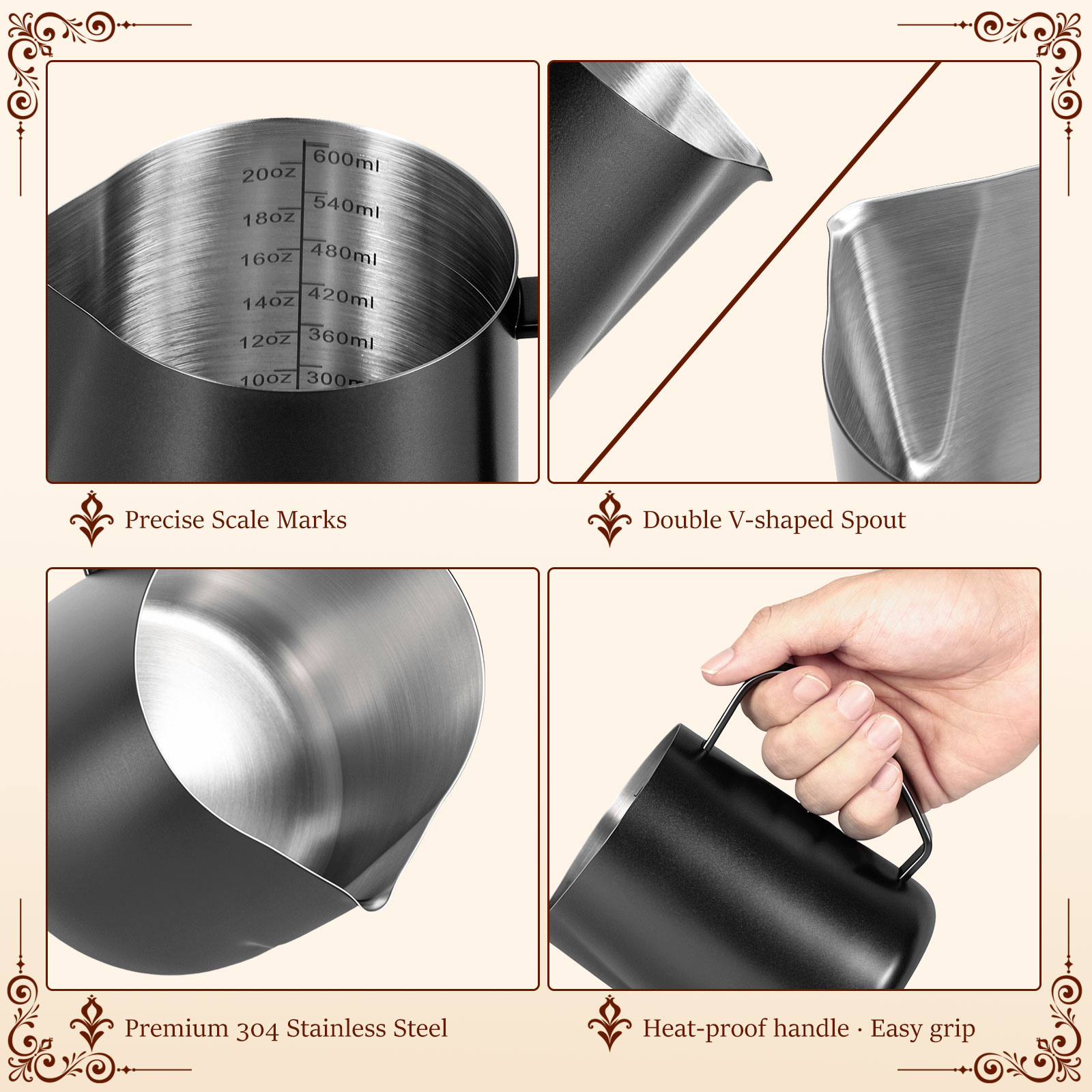 600ml Stainless Steel Milk Fro - огляд і ціна Barista Milk Jug