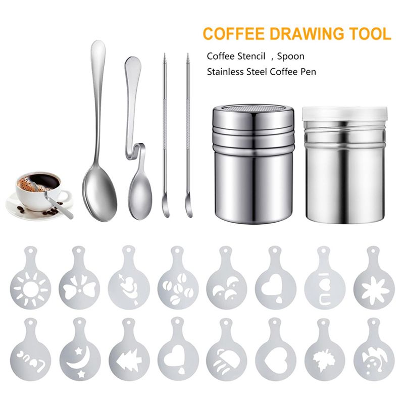 22PCS Reusable Coffee Decorati - огляд і ціна Coffee Stencil Art