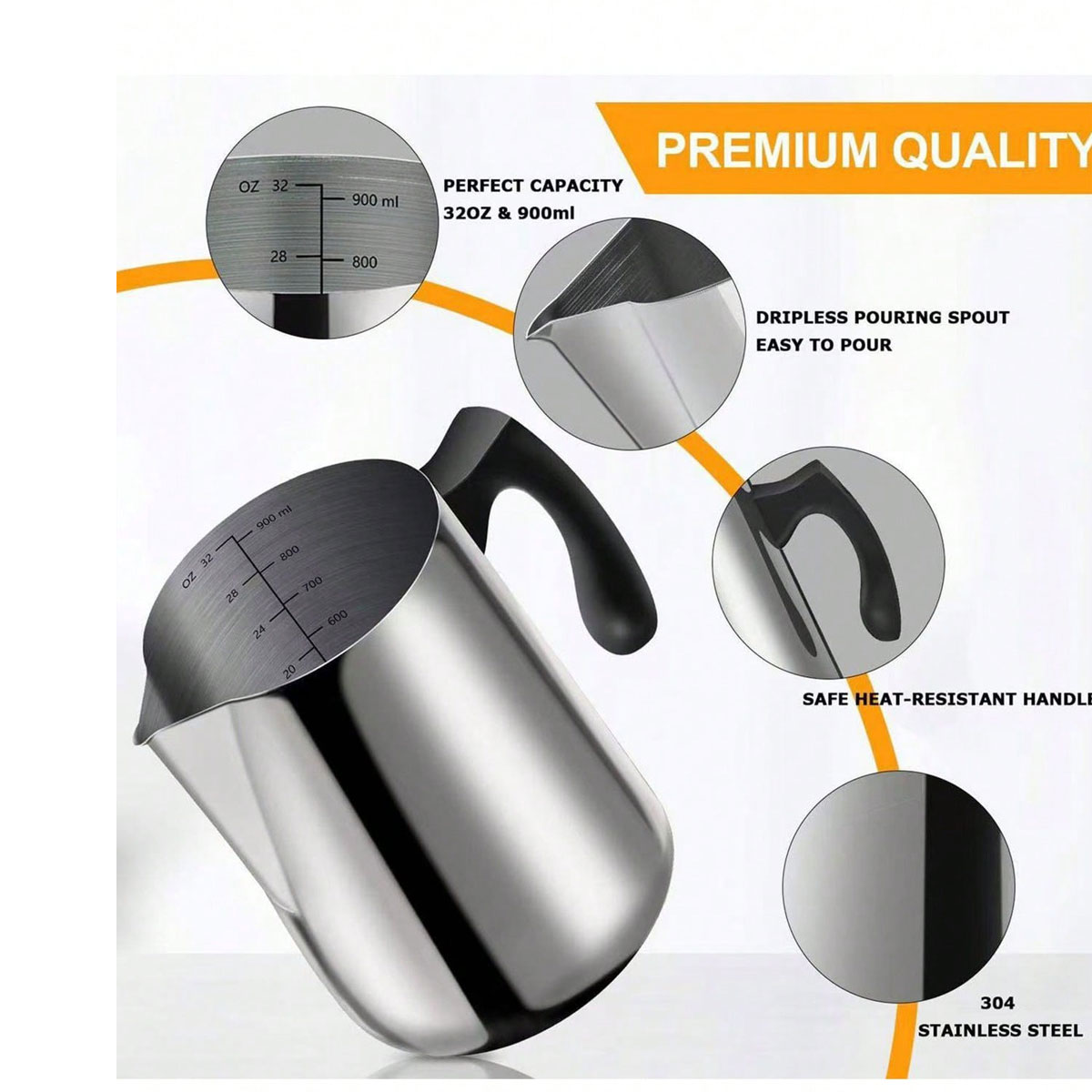 304 Stainless Steel Coffee Lat - огляд і ціна Barista Milk Jug