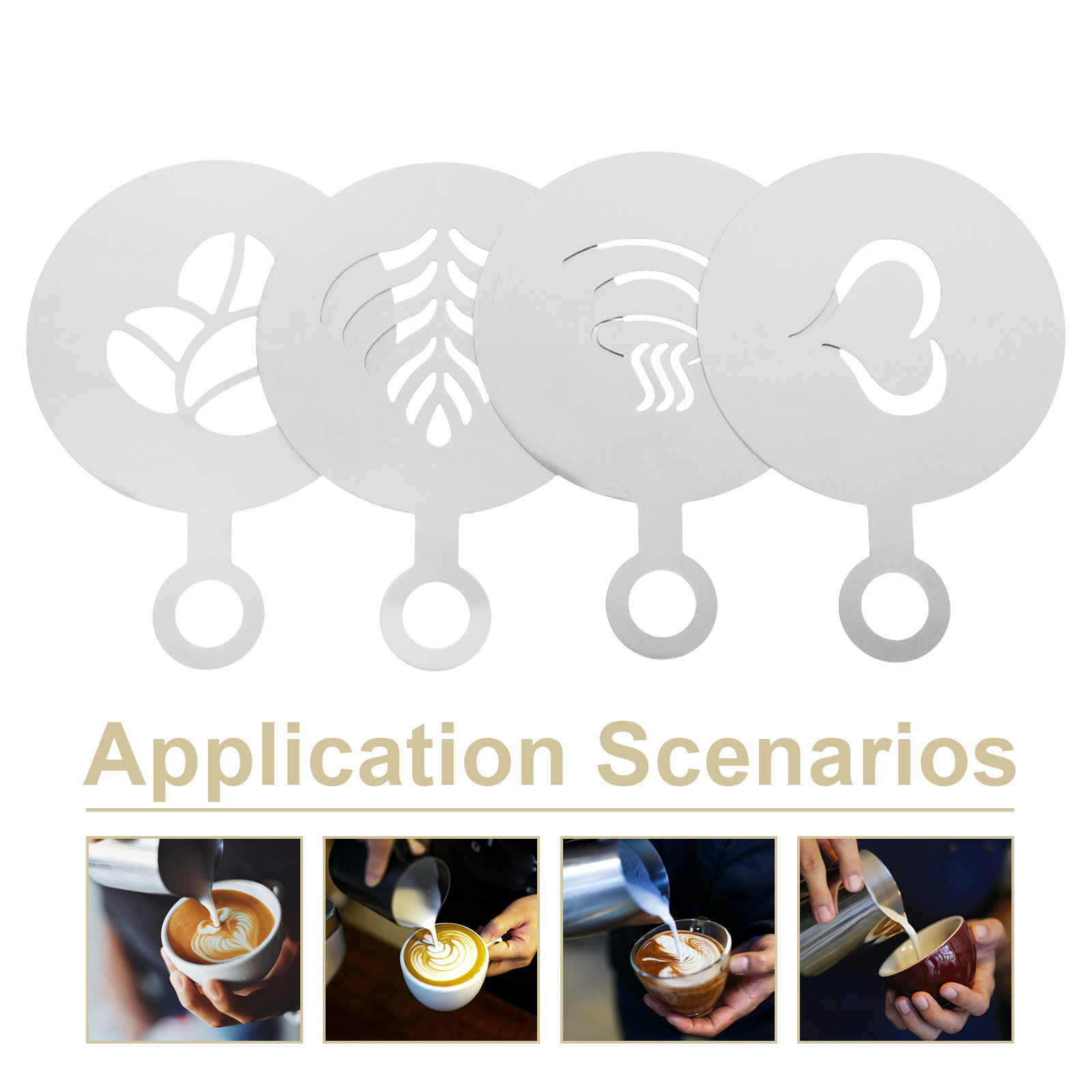 4Pcs Stainless Steel Latte Art - огляд і ціна Coffee Stencil Art