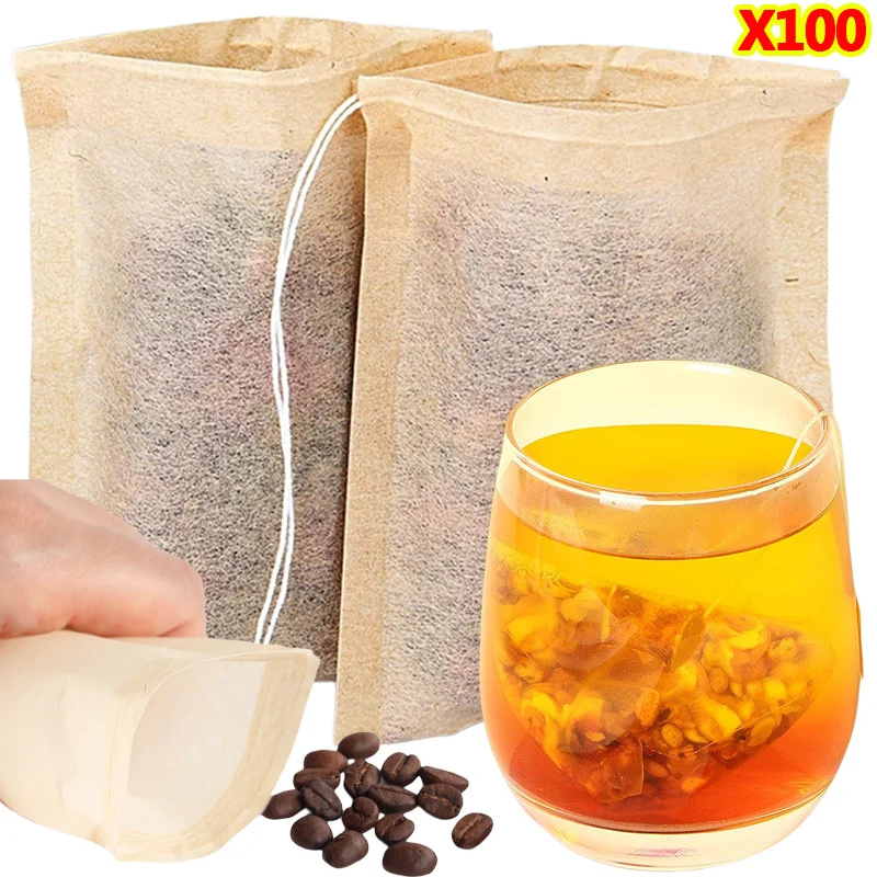 100Pcs Teabags with Drawstring - огляд і ціна Coffee Tea And Leaf