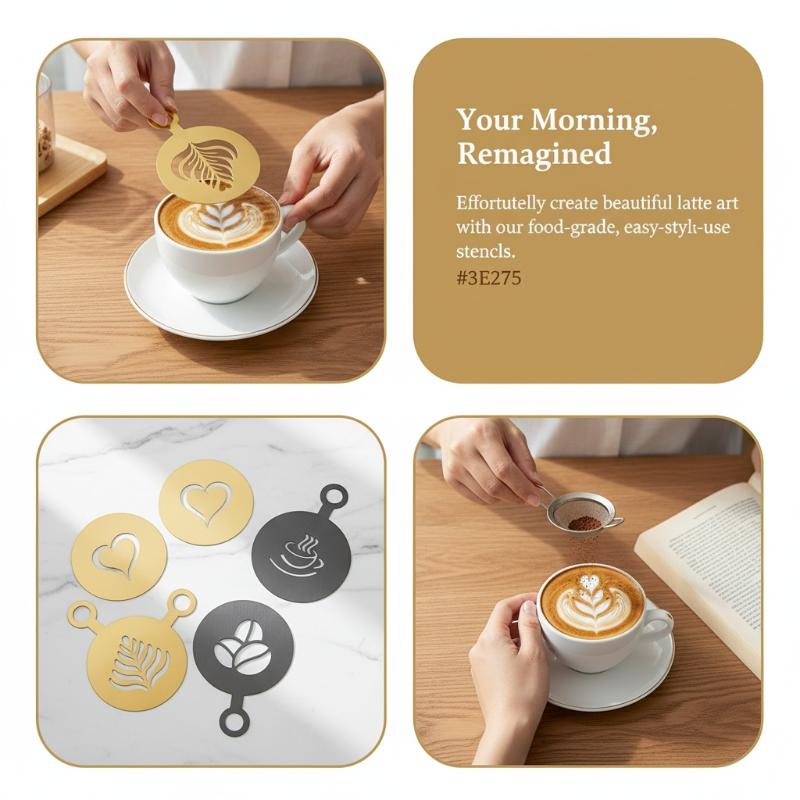 4Pcs Stainless Steel Coffee St - огляд і ціна Coffee Stencil Art