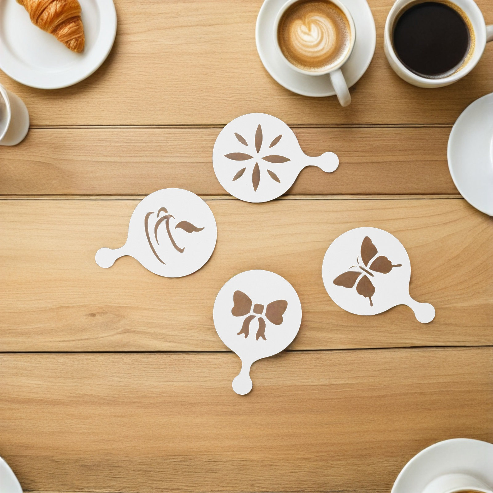 8Pcs Coffee Latte Art Stencils - огляд і ціна Coffee Stencil Art
