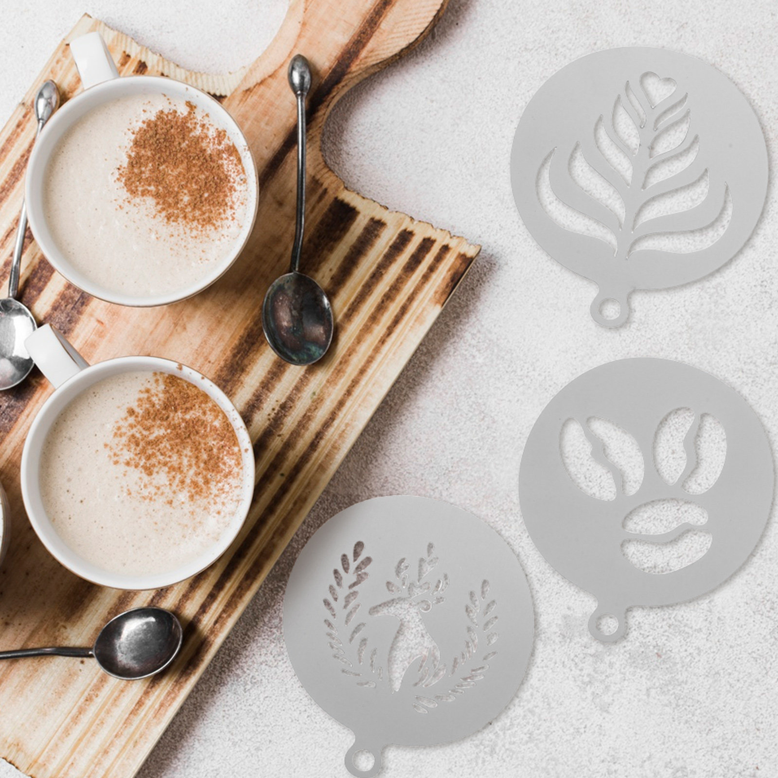 4Pcs Premium Stainless Steel C - огляд і ціна Coffee Stencil Art