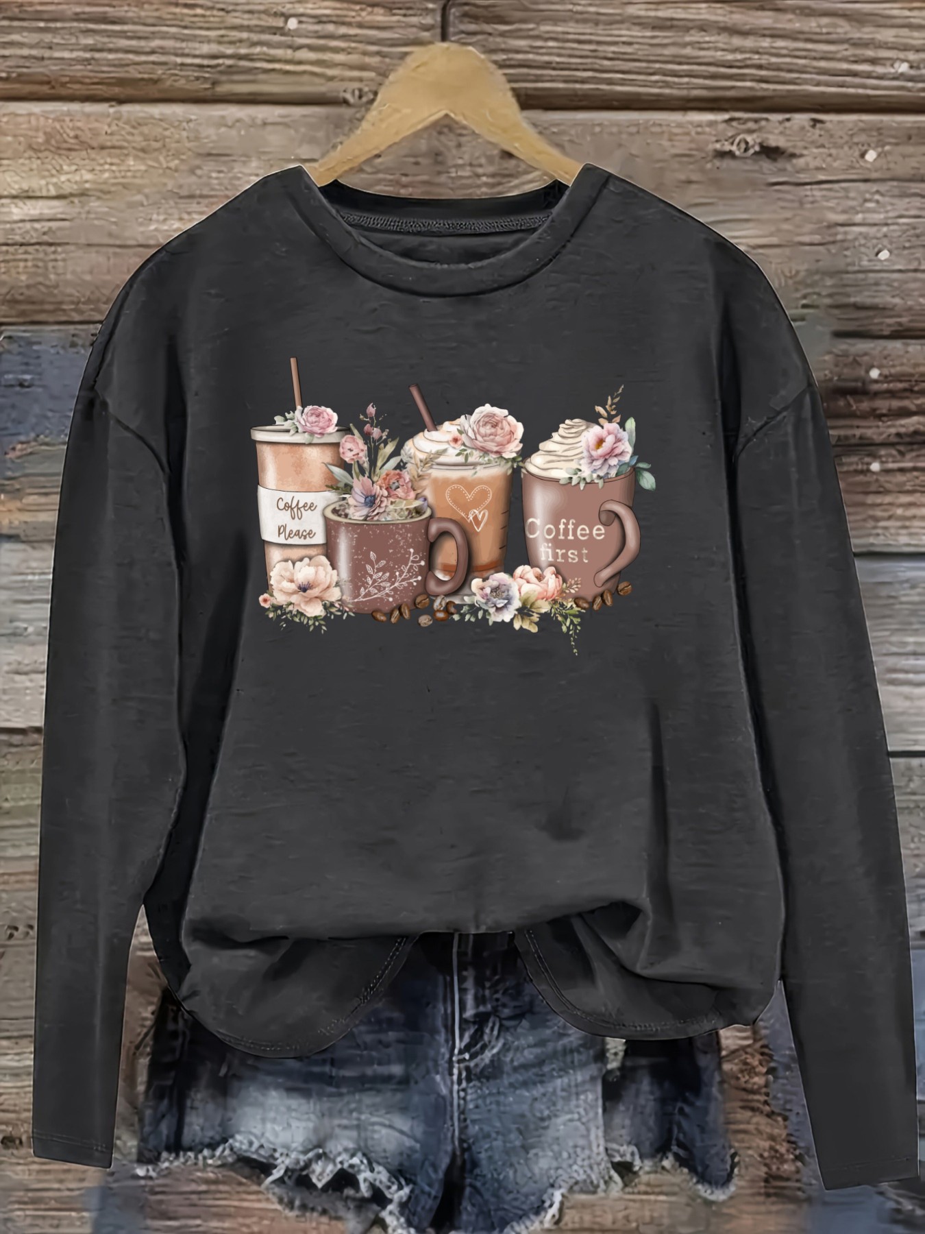 Women's Casual Long Sleeve Cre - огляд і ціна Coffee & Tea Haus