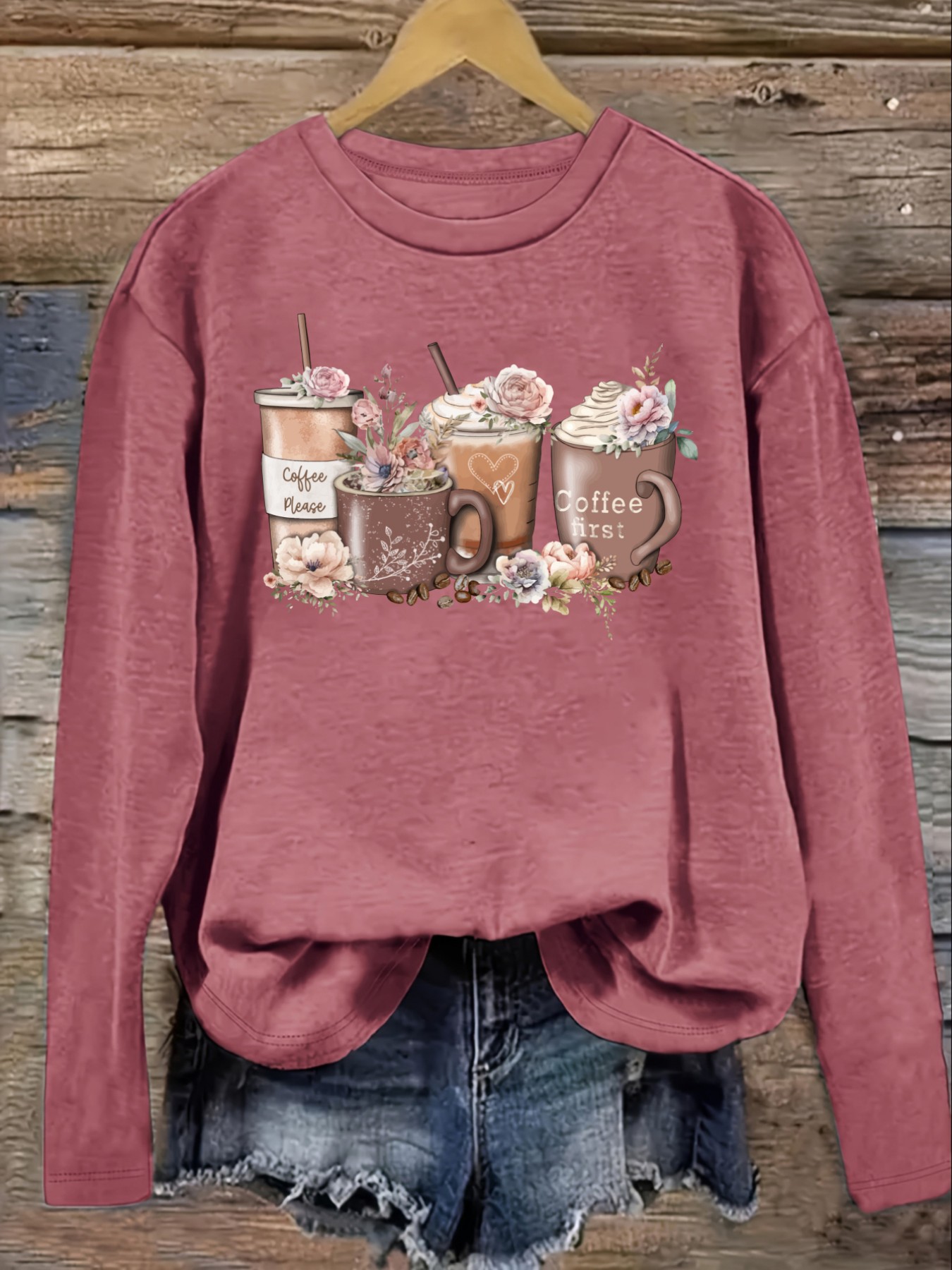 Women's Casual Long Sleeve Cre - огляд і ціна Coffee & Tea Haus