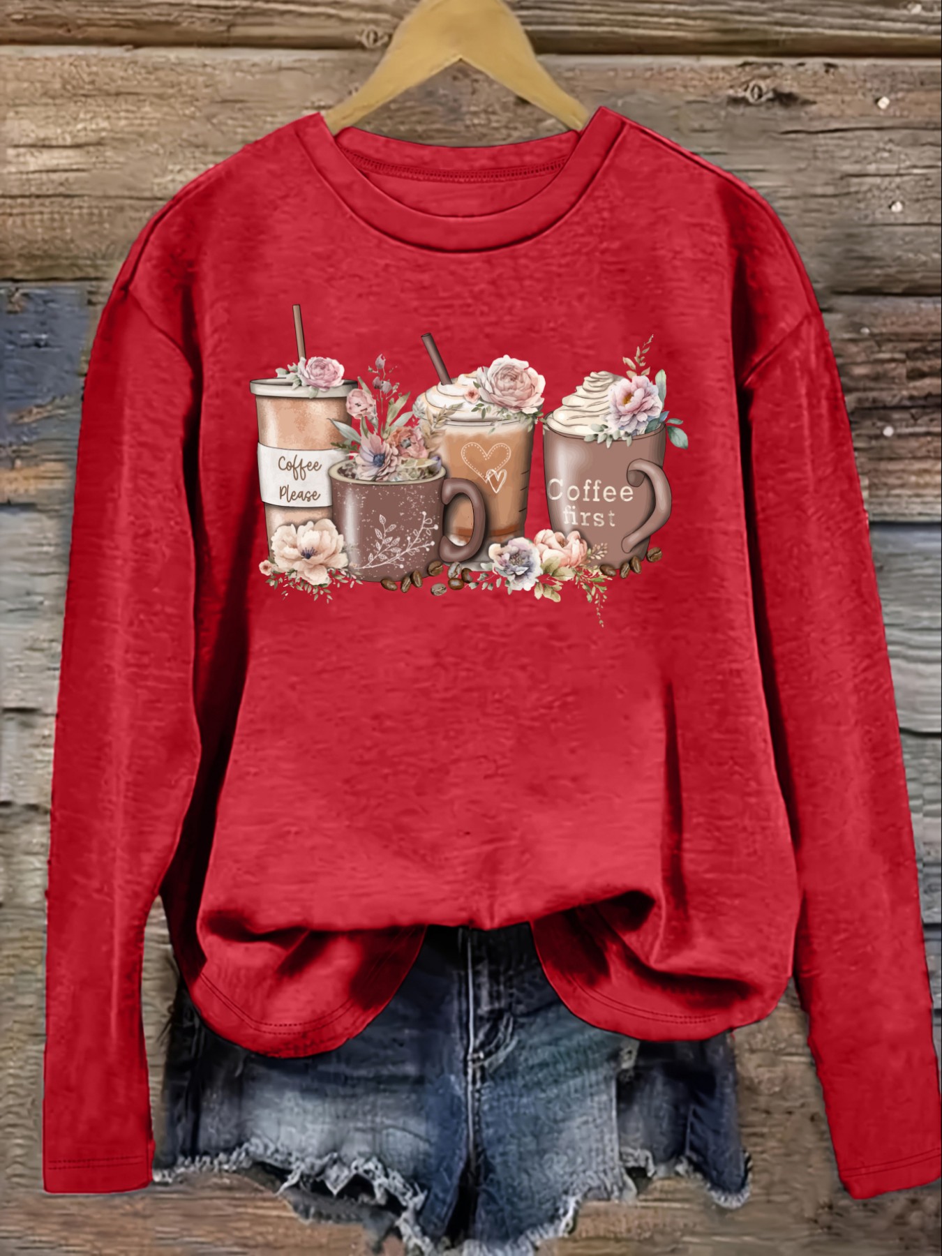 Women's Casual Long Sleeve Cre - огляд і ціна Coffee & Tea Haus