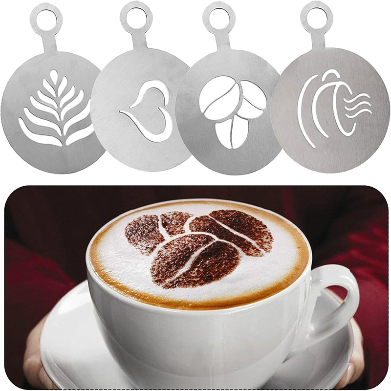 4 Pcs Stainless Steel Coffee S - огляд і ціна Coffee Stencil Art