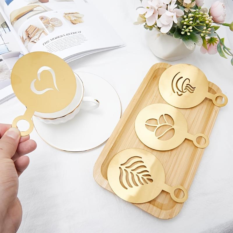 4Pcs/Set Stainless Steel Coffe - огляд і ціна Coffee Stencil Art