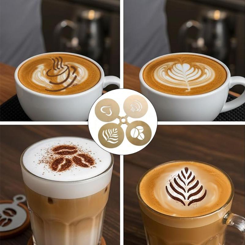 4Pcs/Set Stainless Steel Coffe - огляд і ціна Coffee Stencil Art