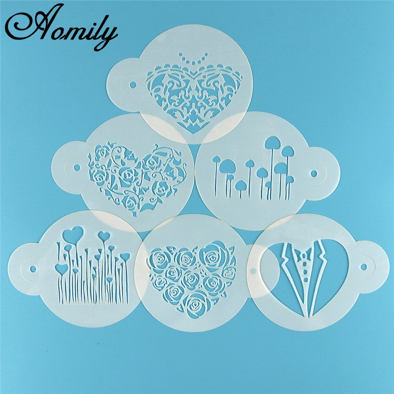 Aomily 6pcs/Set Valentine's Da - огляд і ціна Coffee Stencil Art