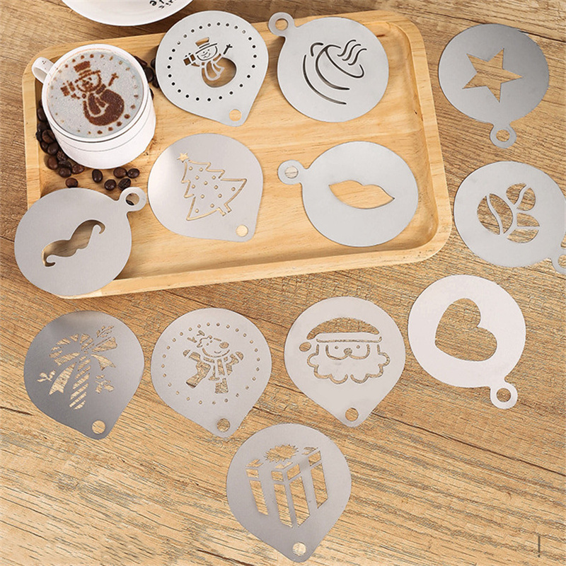 12pcs Stainless Steel Cafe Foa - огляд і ціна Coffee Stencil Art