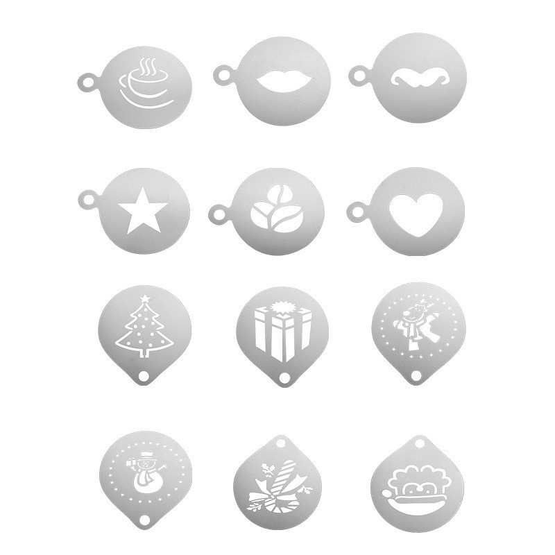 12pcs Stainless Steel Cafe Foa - огляд і ціна Coffee Stencil Art