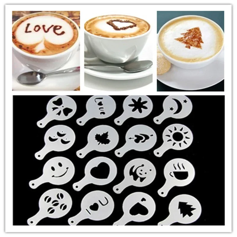 16Pcs/Set Coffee Mold Latte Ca - огляд і ціна Coffee Stencil Art