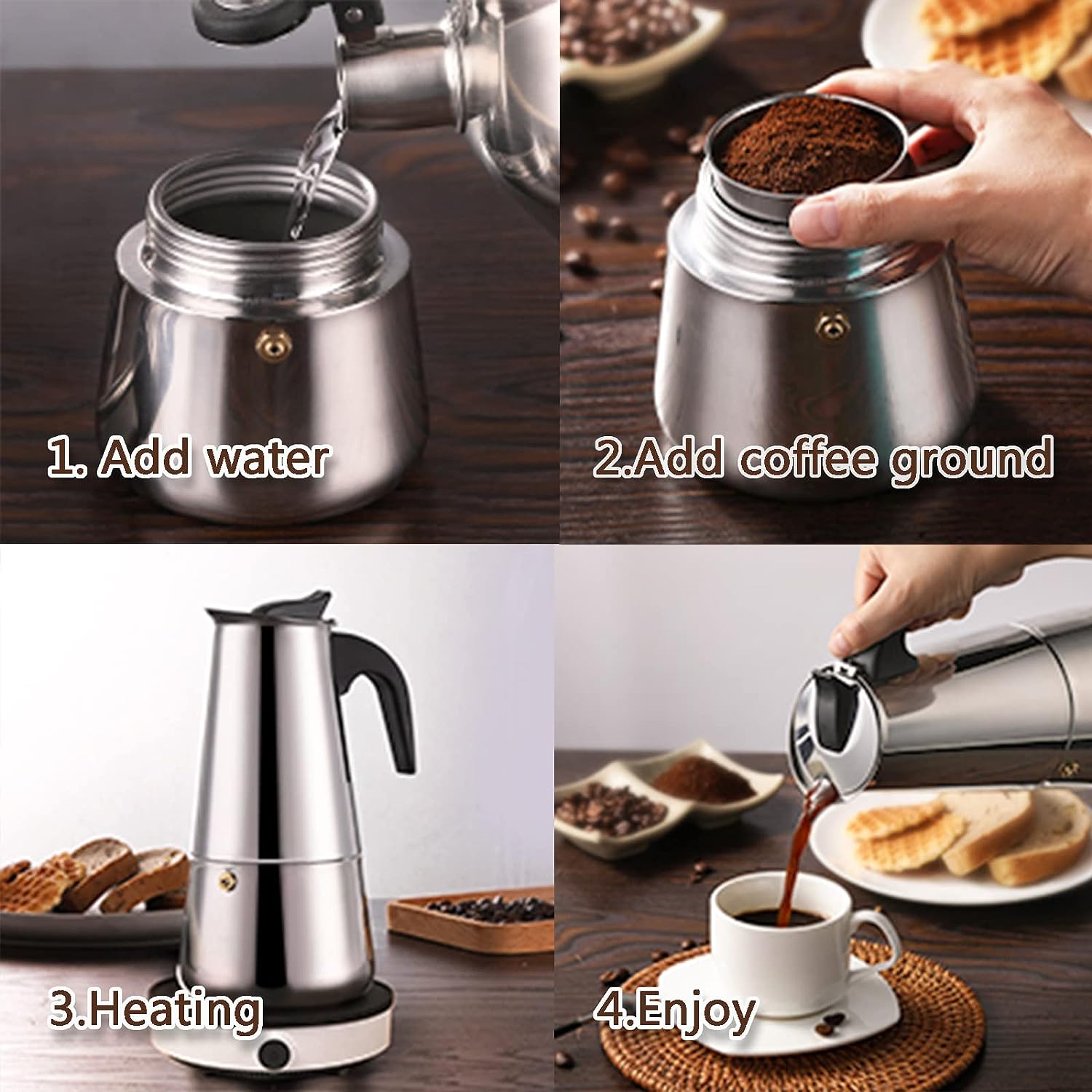 4/6/9 Cups Moka Pot Caffe Mach - огляд і ціна Coffee Tea Chocolate