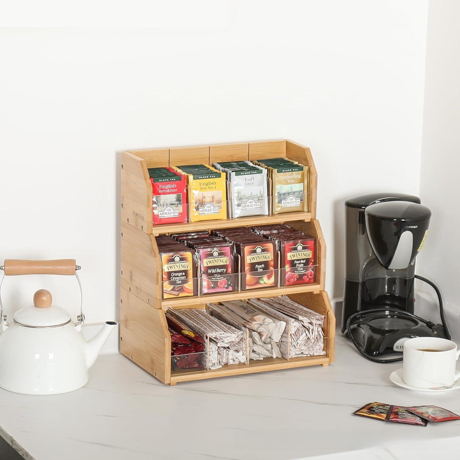 Bamboo Tea Bag Storage Box Thr - огляд і ціна Coffee Tea Organizer