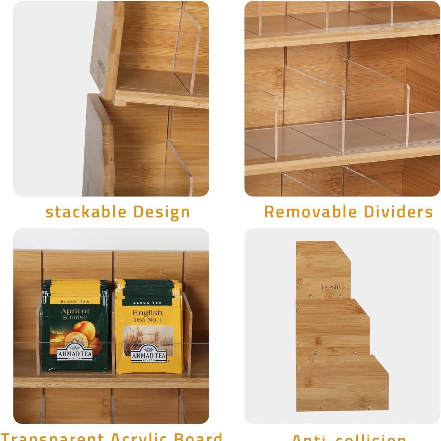 Bamboo Tea Bag Storage Box Thr - огляд і ціна Coffee Tea Organizer