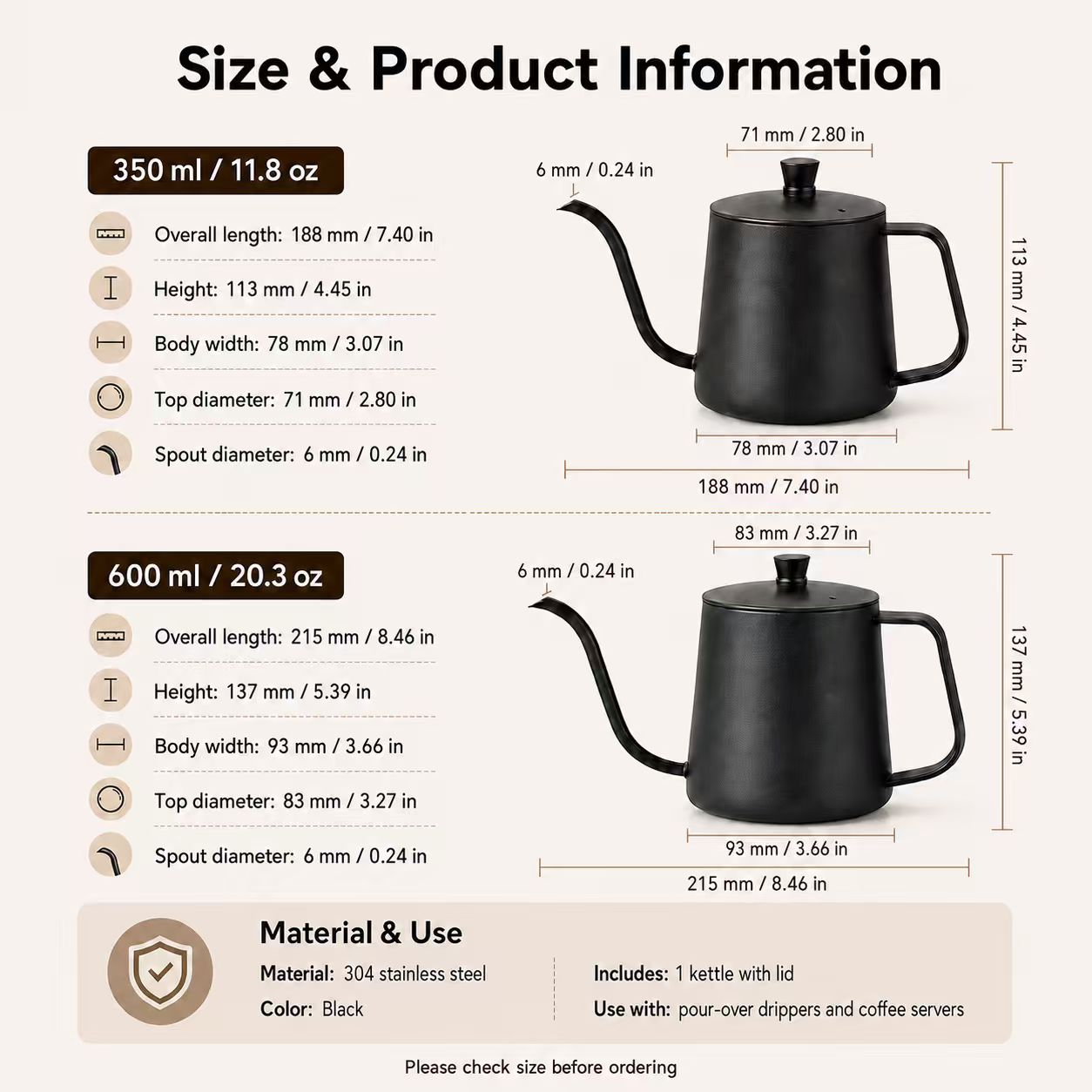304 Stainless Steel Coffee Pot - огляд і ціна Coffee Tea Brew