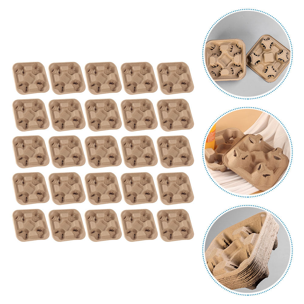25Pcs Four-Cup Paper Pulp Hold - огляд і ціна Coffee Tea Holder