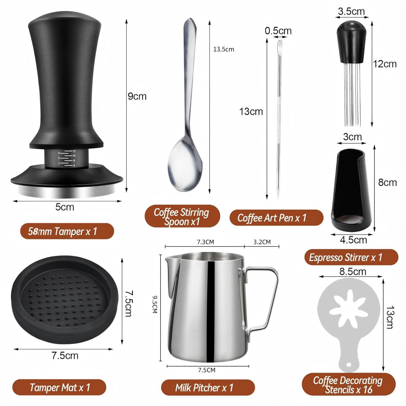 51mm Coffee Tamper Set 22PCS E - огляд і ціна Coffee Stencil Art