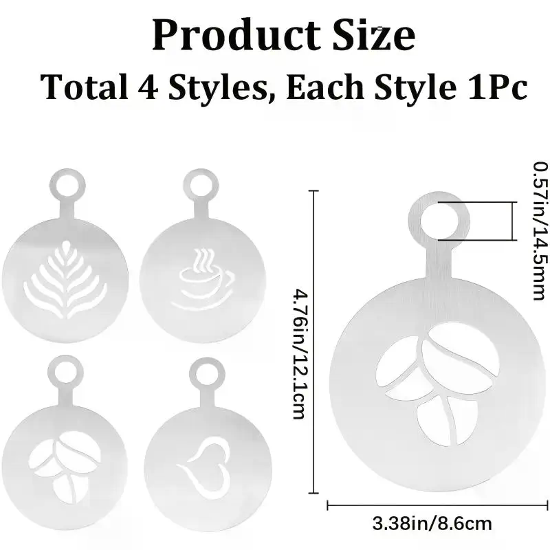 4Pcs/Set Stainless Steel Coffe - огляд і ціна Coffee Stencil Art