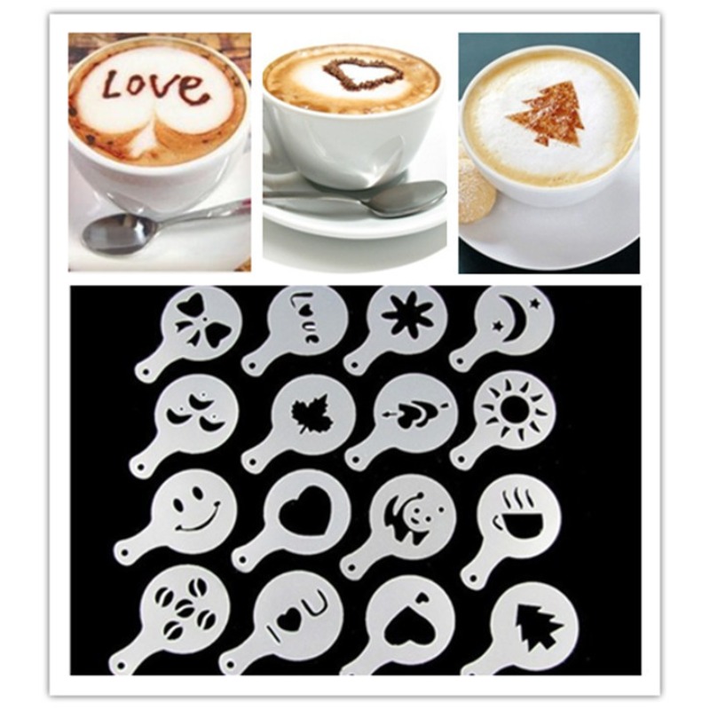 16Pcs Coffee Art Stencils Bari - огляд і ціна Coffee Stencil Art