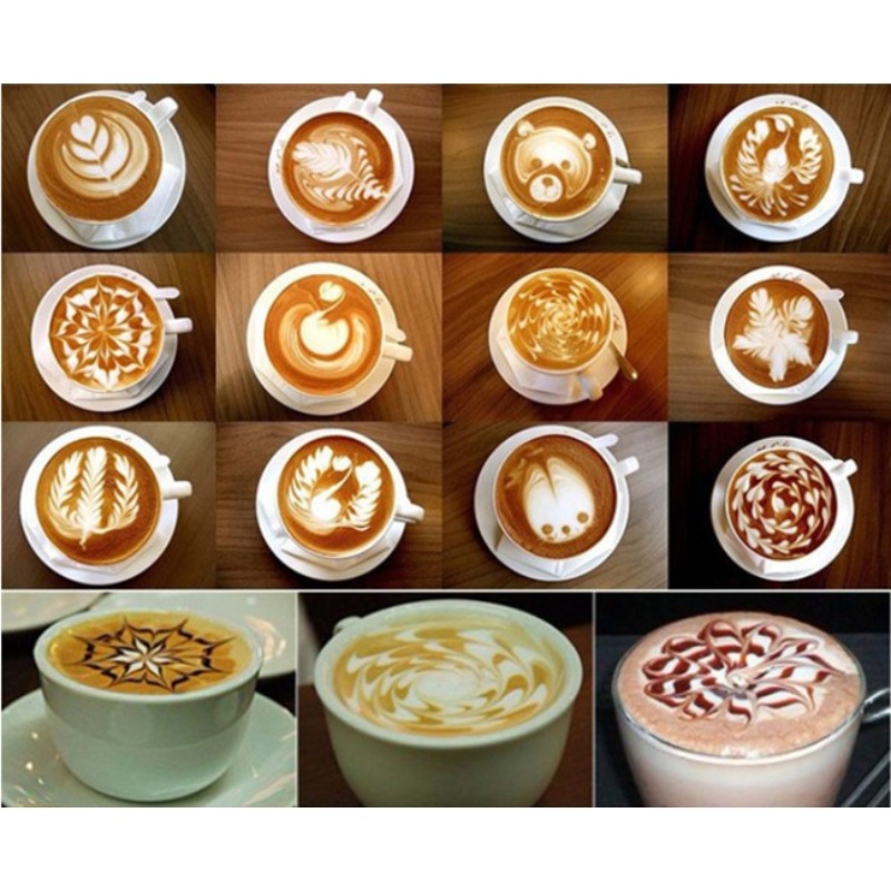 16Pcs Coffee Art Stencils Bari - огляд і ціна Coffee Stencil Art